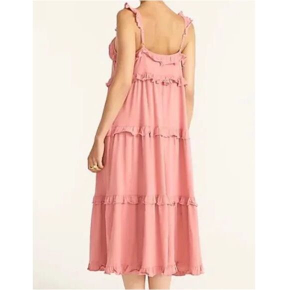 J. Crew Women's BB453 Size M Pink Tiered Knit Keyhole Maxi Dress NWT - Picture 2 of 11